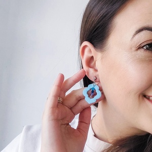 Cercei Eleganți Dama Baby Blue Handmade Lut Polimeric  - bijuterii - cercei - cercei din mărgele - Artynos.ro