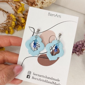 Cercei Eleganți Dama Baby Blue Handmade Lut Polimeric  - bijuterii - cercei - cercei din mărgele - Artynos.ro