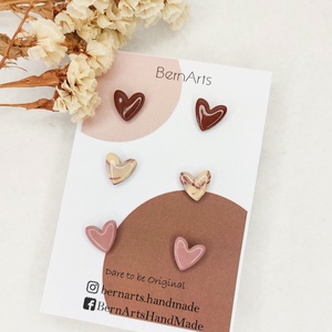Set de Cercei - Inimioare - Latte , Bijuterii, Cercei, Cercei din rasina, Confectionarea bijuteriilor, Altele, ARTYNOS