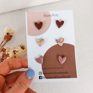 Set de Cercei - Inimioare - Latte  - bijuterii - cercei - cercei din rășină - Artynos.ro