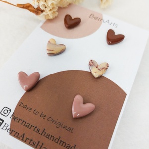 Set de Cercei - Inimioare - Latte  - bijuterii - cercei - cercei din rășină - Artynos.ro