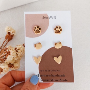 Set de cercei pentru iubitorii de pisici - Cat Lover - Crem/Bej - bijuterii - cercei - cercei cu figurine - Artynos.ro