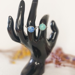 Inel Ajustabil - Efect Piatră - Inel Statement Negru, Albastru, Alb, Verde, Turcoaz pentru femei - bijuterii - inele - inele cu pietre semiprețioase - Artynos.ro