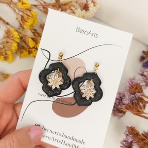 Cercei Eleganti - Negru - Lut Polimeric/ Otel inoxidabil, Bijuterii, Cercei, Cercei lungi, Confectionarea bijuteriilor, Altele, ARTYNOS