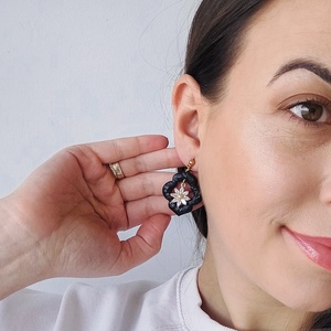 Cercei Eleganti - Negru - Lut Polimeric/ Otel inoxidabil - bijuterii - cercei - cercei lungi - Artynos.ro