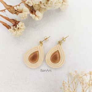 Cercei Eleganti - Minimalist - Bej/ Nuanta de Chihlimbar, Bijuterii, Cercei, Cercei lungi, Confectionarea bijuteriilor, Altele, ARTYNOS