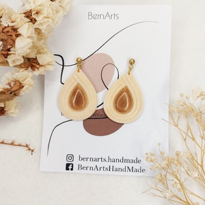 Cercei Eleganti - Minimalist - Bej/ Nuanță de Chihlimbar - bijuterii - cercei - cercei lungi - Artynos.ro