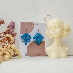 Cercei Eleganți Dama Albastru cu Argintiu Handmade - bijuterii - cercei - cercei din mărgele - Artynos.ro