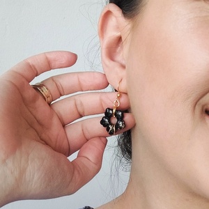 Cercei Mici Floare Negru-Auriu, Bijuterii, Cercei, Cercei cu figurine, Confectionarea bijuteriilor, Altele, ARTYNOS