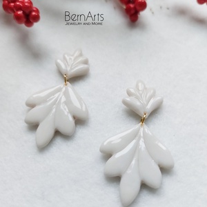 Cercei Mireasa Alb/ Nude Statement Minimal - accesorii nuntă - bijuterii mireasă - cercei mireasă - Artynos.ro