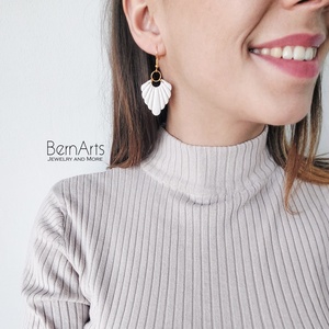 Cercei Mireasa Alb  Statement Minimal Boho - accesorii nuntă - bijuterii mireasă - cercei mireasă - Artynos.ro