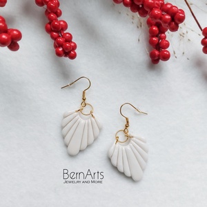 Cercei Mireasa Alb  Statement Minimal Boho - accesorii nuntă - bijuterii mireasă - cercei mireasă - Artynos.ro