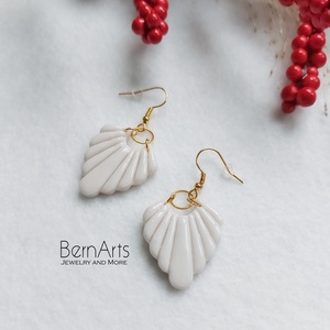 Cercei Mireasa Alb  Statement Minimal Boho - accesorii nuntă - bijuterii mireasă - cercei mireasă - Artynos.ro