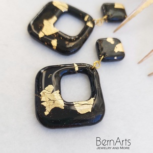 Cercei Dama Statment Negru-Auriu  - Salamandra - bijuterii - cercei - cercei lungi - Artynos.ro