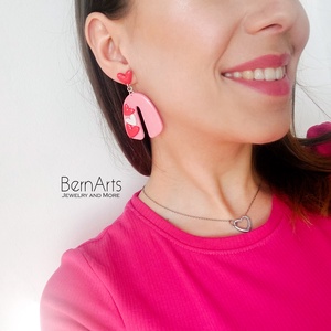 Cercei Dama Roz Statement Romantic Inimioare, Bijuterii, Cercei, Cercei lungi, Confectionarea bijuteriilor, Altele, ARTYNOS