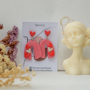 Cercei Dama Roz Statement Romantic Inimioare - bijuterii - cercei - cercei lungi - Artynos.ro