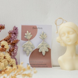 Cercei Dama Cercei Alb-Srgintiu Efect Marmură - Handmade - bijuterii - cercei - cercei lungi - Artynos.ro