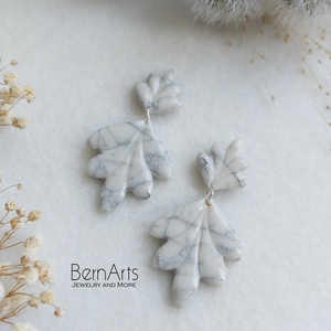 Cercei Dama Cercei Alb-Srgintiu Efect Marmura - Handmade, Bijuterii, Cercei, Cercei lungi, Confectionarea bijuteriilor, Altele, ARTYNOS