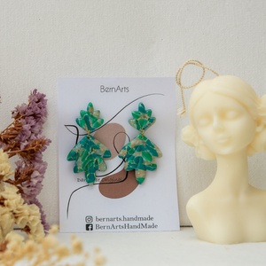 Cercei Dama Statement Verde Elegant Handmade din Lut Polimeric Otel Inoxidabil - bijuterii - cercei - cercei lungi - Artynos.ro