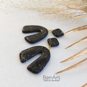 Cercei Dama Statment Evenimente Negru-Auriu Deosebit - bijuterii - cercei - cercei lungi - Artynos.ro