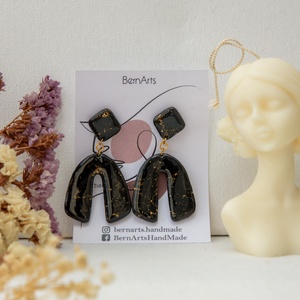 Cercei Dama Statment Evenimente Negru-Auriu Deosebit - bijuterii - cercei - cercei lungi - Artynos.ro