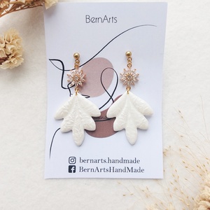 Cercei Mireasă Alb-Auriu Eleganti Deosebiti Handmade - accesorii nuntă - bijuterii mireasă - cercei mireasă - Artynos.ro