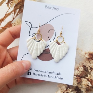 Cercei Mireasa Alb  Statement Minimal Boho cu Efect - accesorii nuntă - bijuterii mireasă - cercei mireasă - Artynos.ro