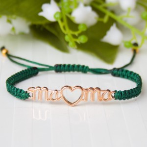 Bratara macramé impletita - Mama - verde inchis, , , ARTYNOS
