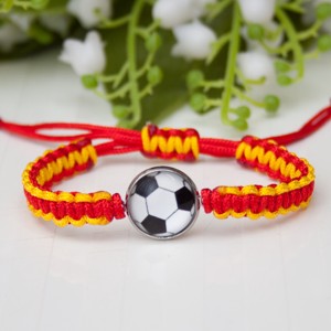 Bratara macramé impletita pentru copii - Fotbal fotbal rosu/galben, , , ARTYNOS