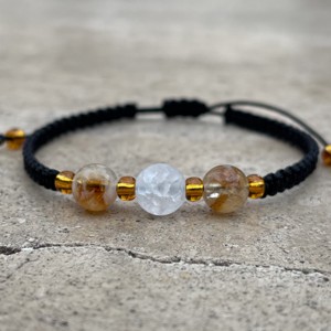 Set de brățări minerale din citrin Madeira și cristal de stâncă zdrobit mat - bijuterii - seturi de bijuterii - Artynos.ro