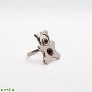 Handcrafted silver ring for adults in the shape of an animal, adorned with garnet stones - accessorii și unelte - mărgea, componente de bijuterii - alte piese - Artynos.ro