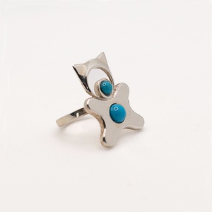 Handcrafted silver ring for adults in the shape of an animal, adorned with turquoise stone - accessorii și unelte - mărgea, componente de bijuterii - alte piese - Artynos.ro