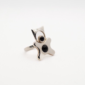 Handcrafted silver ring for adults in the shape of an animal, adorned with onyx stone - accessorii și unelte - mărgea, componente de bijuterii - alte piese - Artynos.ro