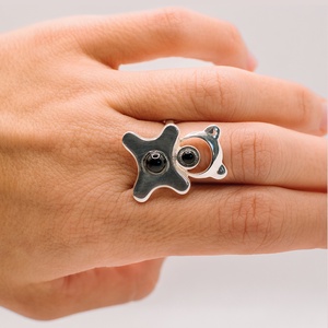 Handcrafted silver ring for adults in the shape of an animal, adorned with onyx stone, Accessorii si unelte, Margea, componente de bijuterii, Alte piese, Confectionarea bijuteriilor, ARTYNOS