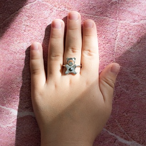 Animal-shaped, black pearl-decorated, adjustable-sized handcrafted silver ring for children - accessorii și unelte - mărgea, componente de bijuterii - alte piese - Artynos.ro