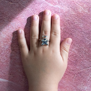Animal-shaped, amethyst stone-decorated, adjustable-sized handcrafted silver ring for children - accessorii și unelte - mărgea, componente de bijuterii - alte piese - Artynos.ro