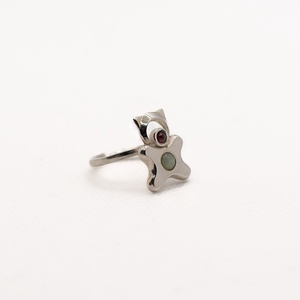 Animal-shaped, goldflass and garnet stone-decorated, adjustable-sized handcrafted silver ring for children, Accessorii si unelte, Margea, componente de bijuterii, Alte piese, Confectionarea bijuteriilor, ARTYNOS