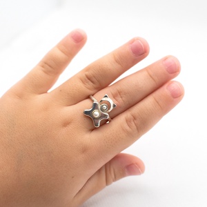Animal-shaped, decorated with two pearl, adjustable-sized handcrafted silver ring for children - accessorii și unelte - mărgea, componente de bijuterii - alte piese - Artynos.ro