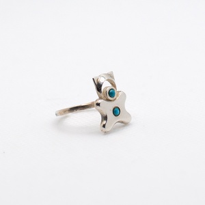 Animal-shaped, turquoise stone-decorated, adjustable-sized handcrafted silver ring for children - Artynos.ro