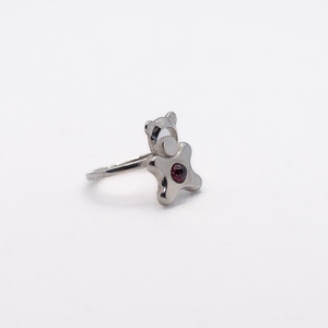 Animal-shaped, adjustable-sized handcrafted silver ring for children, decorated with garnet stone - Artynos.ro