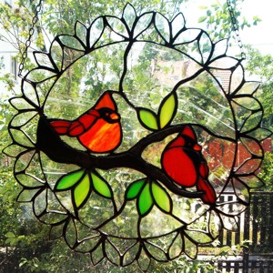 Cardinal finches tiffany fereastră decor -  - Artynos.ro