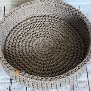 Pat pentru pisici, câini - bej închis, piele de căprioară -  - Artynos.ro