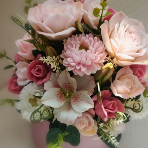 Aranjament floral din săpun în cutie catifelată � Dusty Pink  - casă & stil de viață - decorațiuni de casă - accesorii florale - buchete de flori - Artynos.ro