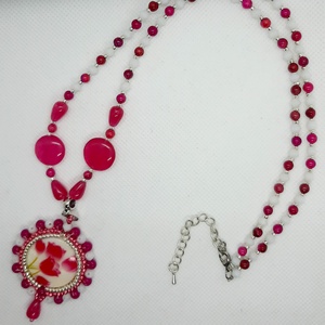 Colier handmade din agate ciclamen - Artynos.ro