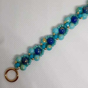 Bratara albastra din pietre crazy agat bleu si albastre si margele sticla turquoise  - bijuterii - brățări - brățări din mărgele - Artynos.ro