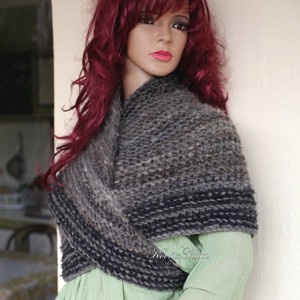 ANGYAL-SZÁRNY - sal romantic tricotat manual / gri, Imbracaminte si moda, Esarfe, palarii, fularuri, Saluri, Impletitura, ARTYNOS