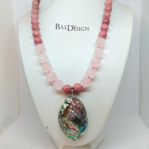 Colier thulite-cuart roz-abalone, , , ARTYNOS