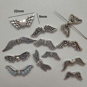 Sortiment aripi de inger din metal - modele fotografiate - culoare argintiu antichizat - 12 bucati / pachet, , , ARTYNOS