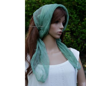 MULL-KENDŐ / verde inchis - esarfa din tifon batut, Imbracaminte si moda, Esarfe, palarii, fularuri, Esarfe, , ARTYNOS