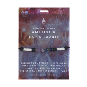 BRATARA AMETIST SI LAPIS LAZULI - ECHILIBRU SI LINISTE INTERIOARA, Bijuterii, Brățări, Brățară cu mărgele, Împletitură, ARTYNOS